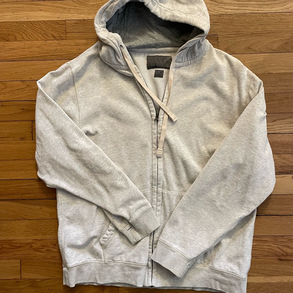 Old Navy Gray Zip Up Sweater with Ribbed Cuffs